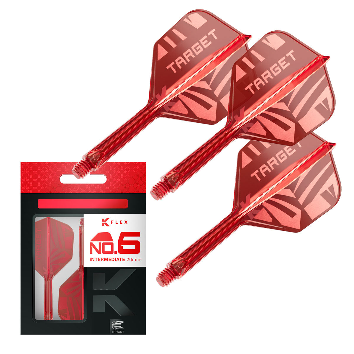 Target Printed Red K-Flex Integrated Flights & Shafts No6
