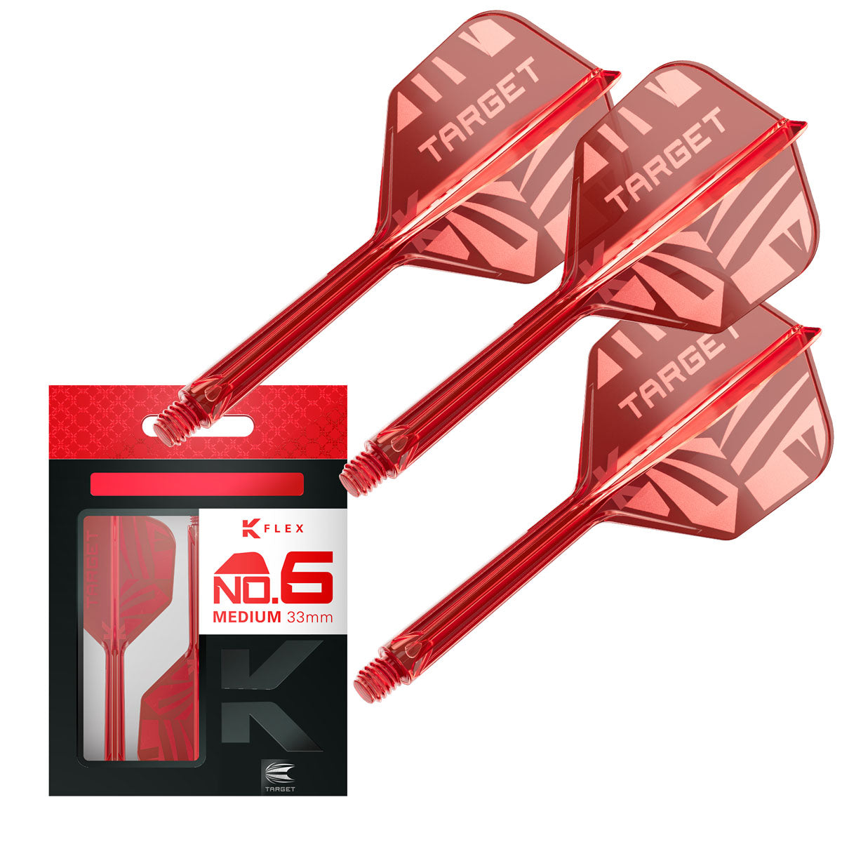 Target Printed Red K-Flex Integrated Flights & Shafts No6