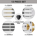 Target Redux 01 Steel Tip Darts contents image displaying everything included inside the box