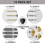 Target Redux 02 Steel Tip Darts contents image displaying everything included inside the box