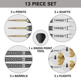 Target Redux 03 Steel Tip Darts contents image displaying everything included inside the box