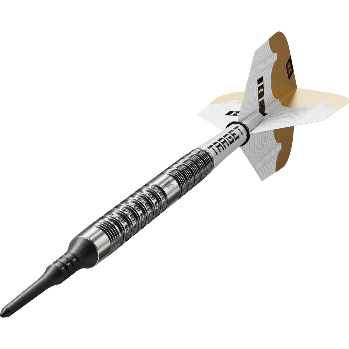 Redux 10 Soft Tip Darts close up image highlighting the barrel grip profile and precision machining detail