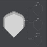 Target Redux Pro Ultra Dart Flights (3 Sets) size guide comparing the available flight shapes and sizes.
