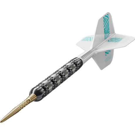 Rob Cross 95K Steel Tip Darts close up image highlighting the barrel grip texture and detailed precision machining