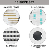 Rob Cross 95K Steel Tip Darts contents image displaying everything included inside the box