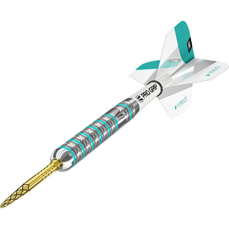 Rob Cross G2 Steel Tip Darts close up angle image highlighting the barrel grip and precision machining