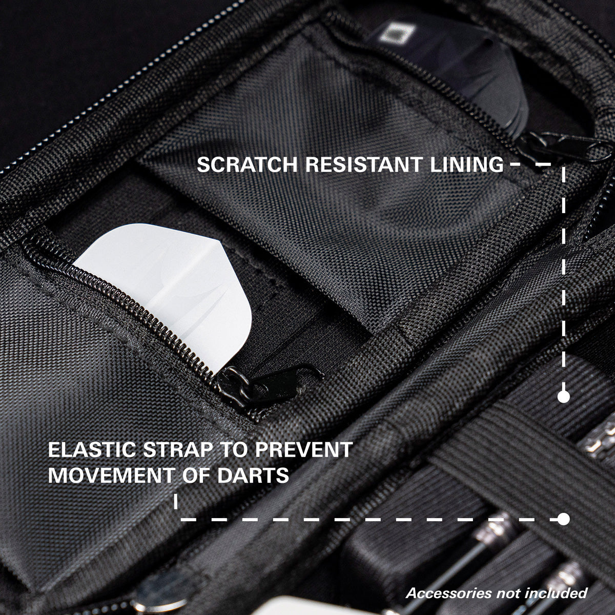 Target Rob Cross Takoma Ghost Dart Case image highlighting the internal storage compartments, straps, and accessory holders