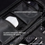 Target Rob Cross Takoma Ghost Dart Case image highlighting the internal storage compartments, straps, and accessory holders