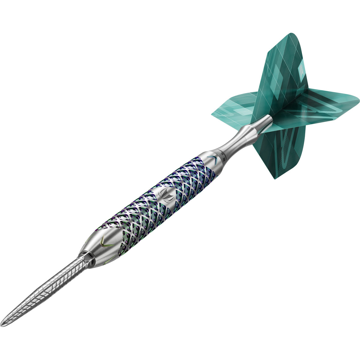Rove 01 Steel Tip Darts close up image highlighting the barrel grip texture and precision machining detail