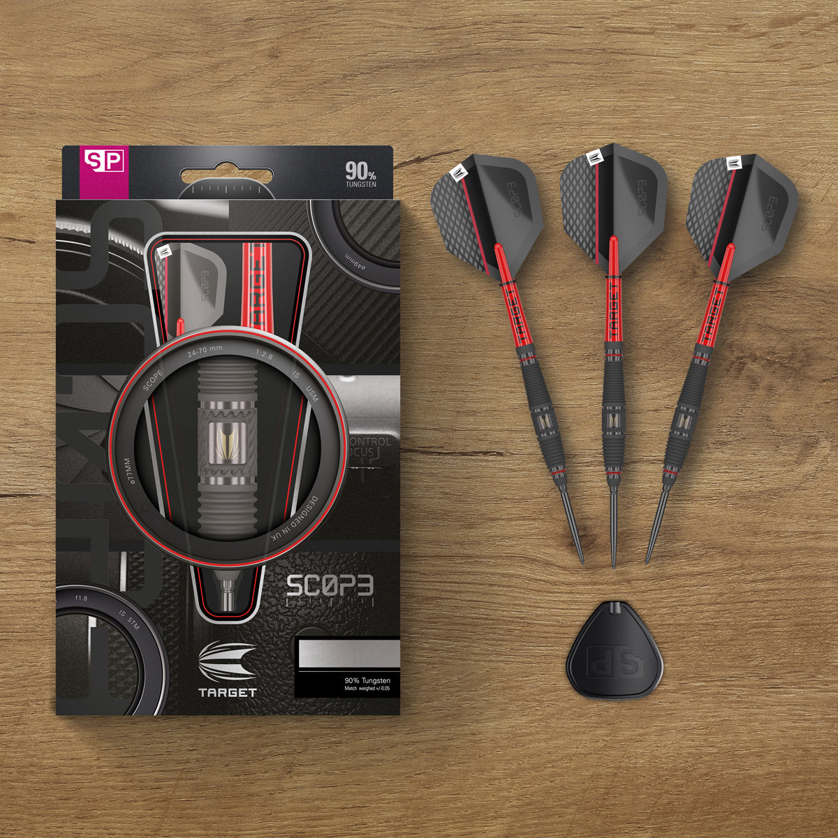 Scope 03 darts lifestyle image featuring a premium darts setup and modern playing environment