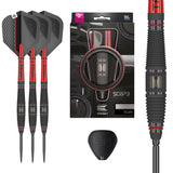 Scope 03 SP Steel Tip Darts main product image showing the darts, packaging, flights, shafts, and included accessories