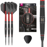 Scope 04 SP Steel Tip Darts main product image showing the darts, packaging, flights, shafts, and included accessories