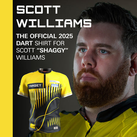 Target Scott Williams 2025 Playing Shirt front view image showing the complete shirt design, colours, and sponsor logos