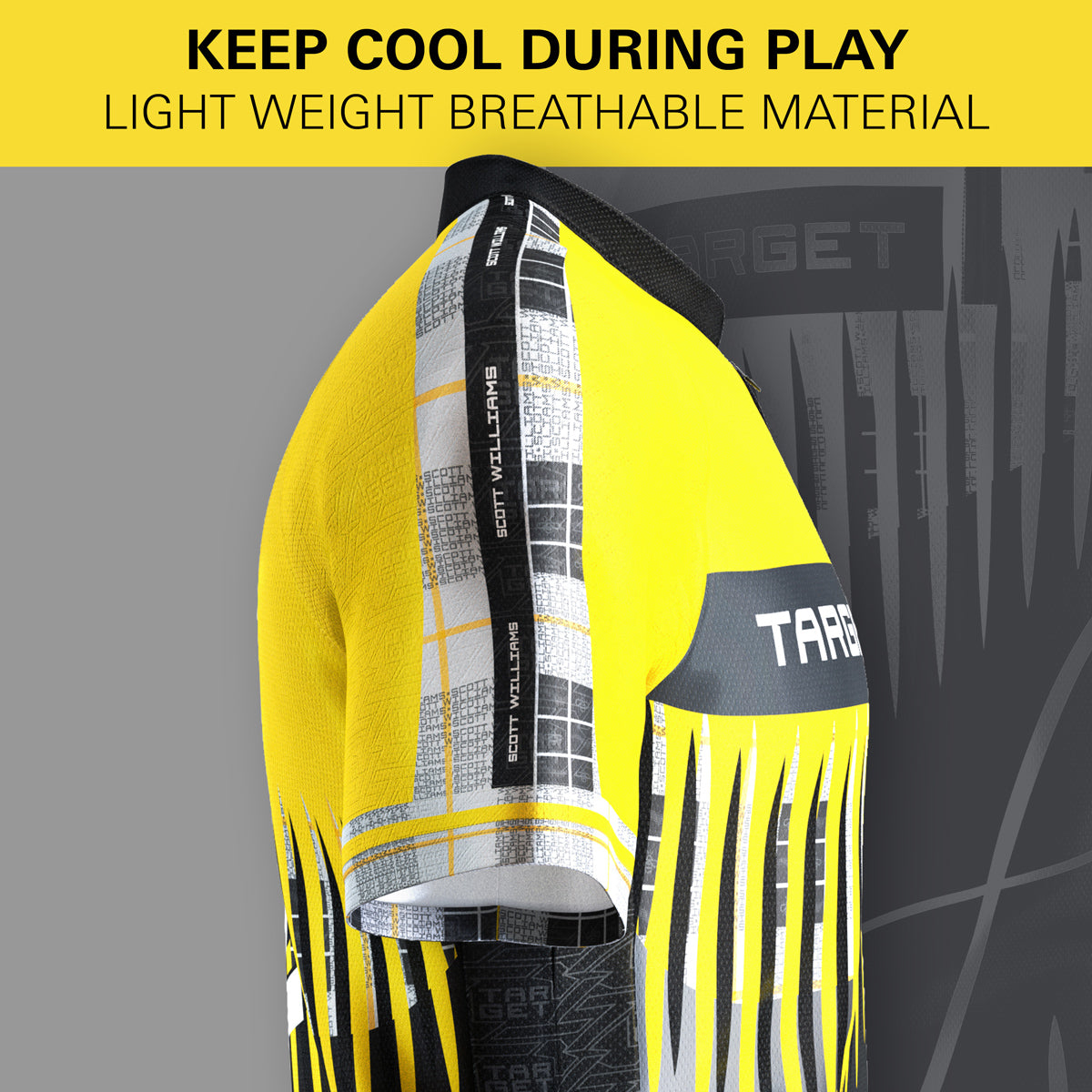 Target Scott Williams 2025 Playing Shirt side profile image showing the fit, cut, and design details
