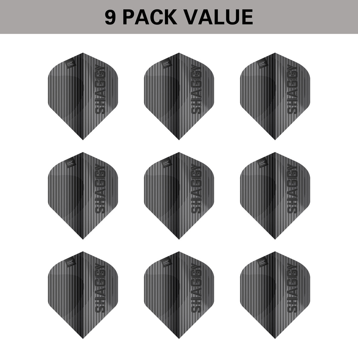 Scott Williams Black x 3 Sets Pro.Ultra No2 Flights by Target image showing the included 9 pack of dart flights.