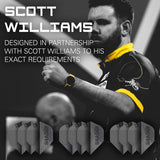 Scott Williams Black x 3 Sets Pro.Ultra No2 Flights by Target image highlighting the compatible Target Scott Williams dart range.