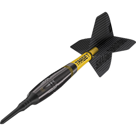 Scott Williams Black Soft Tip Darts close up image highlighting the black barrel coating and precision machining detail