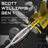 Scott Williams G1 Steel Tip Darts player card image showing the collaboration with professional darts player Scott Williams
