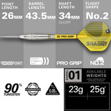 Scott Williams G1 Steel Tip Darts specifications image displaying barrel dimensions and technical dart information