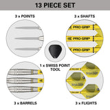 Scott Williams G1 Steel Tip Darts contents image displaying all included accessories and components inside the box