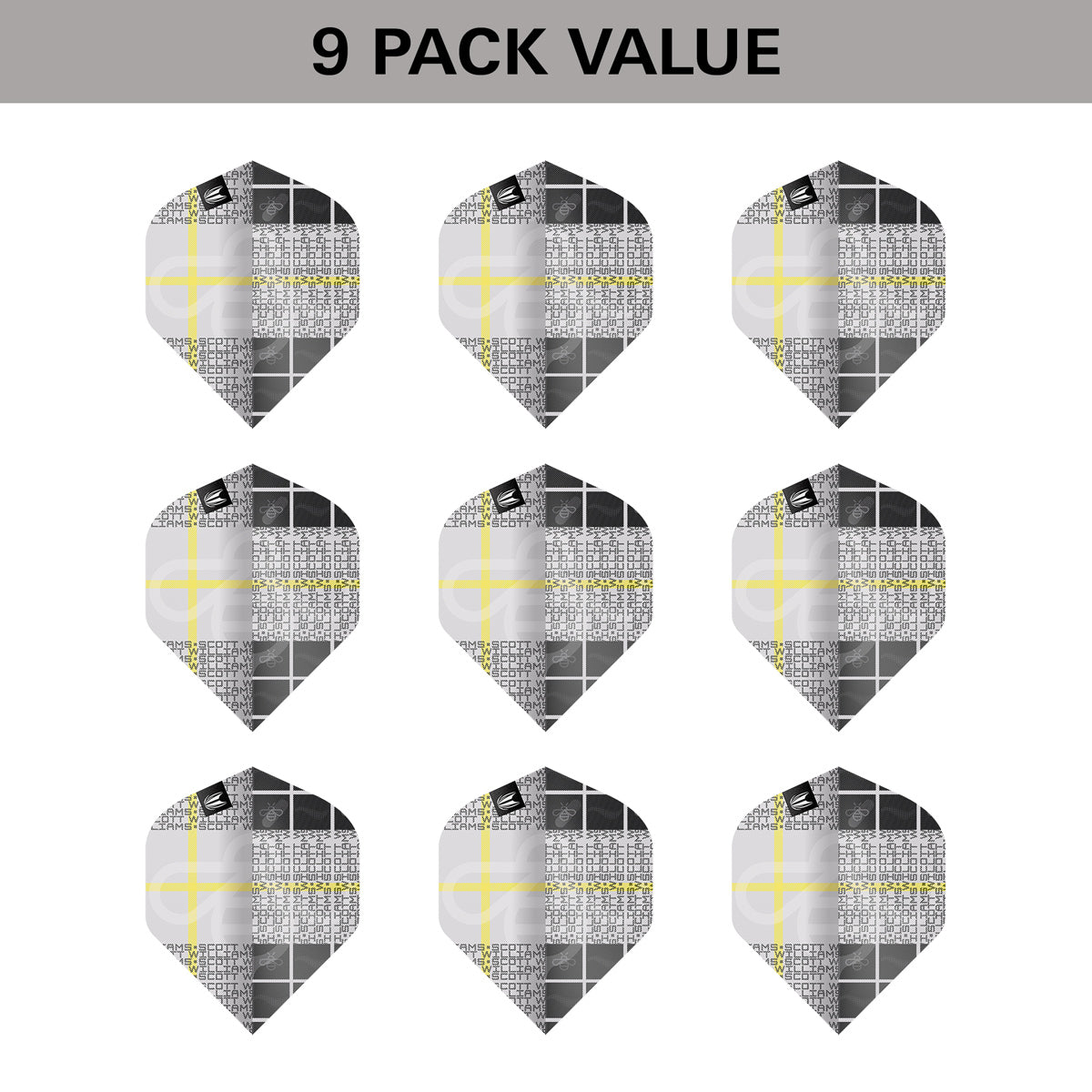 Scott Williams G2 Pro Ultra No2 Dart Flights (3 Sets) by Target image showing the included 9 pack of dart flights.