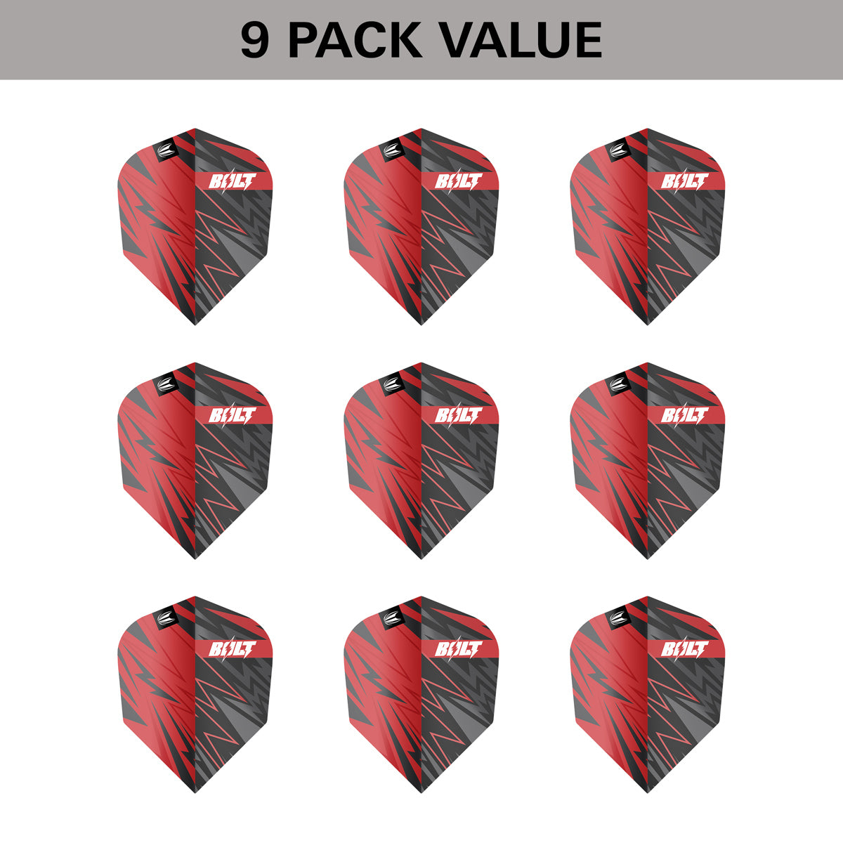 Sebastian Bialecki Pro Ultra Dart Flights x 3 Sets by Target image showing the included 9 pack of dart flights.
