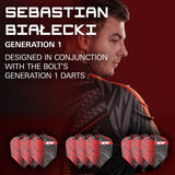 Sebastian Bialecki Pro Ultra Dart Flights x 3 Sets by Target image highlighting the compatible Target Sebastian Bialecki dart range.