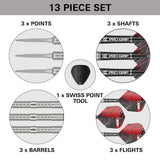 Sebastian Bialecki Steel Tip Darts contents image displaying everything included inside the box