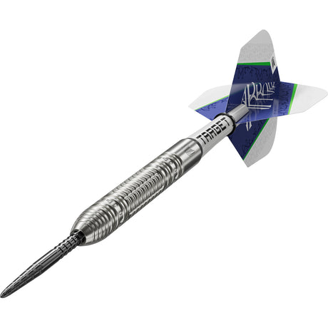 Shane McGuirk Steel Tip Darts close up image highlighting the barrel grip texture and precision machining detail