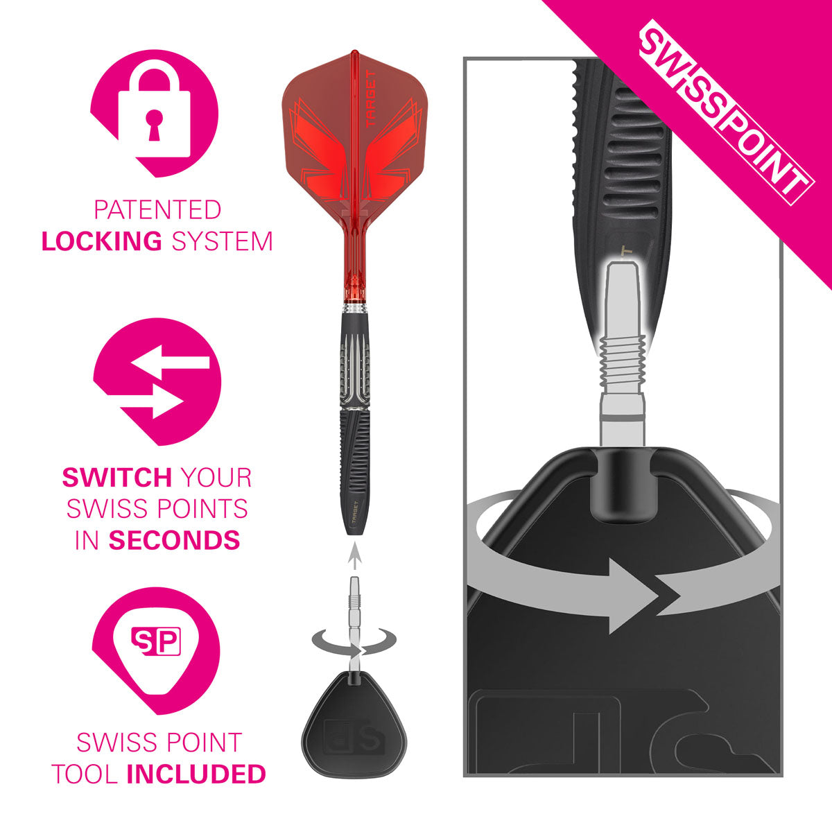 Target Shift Swiss Point 90% Tungsten Steel Tip Darts