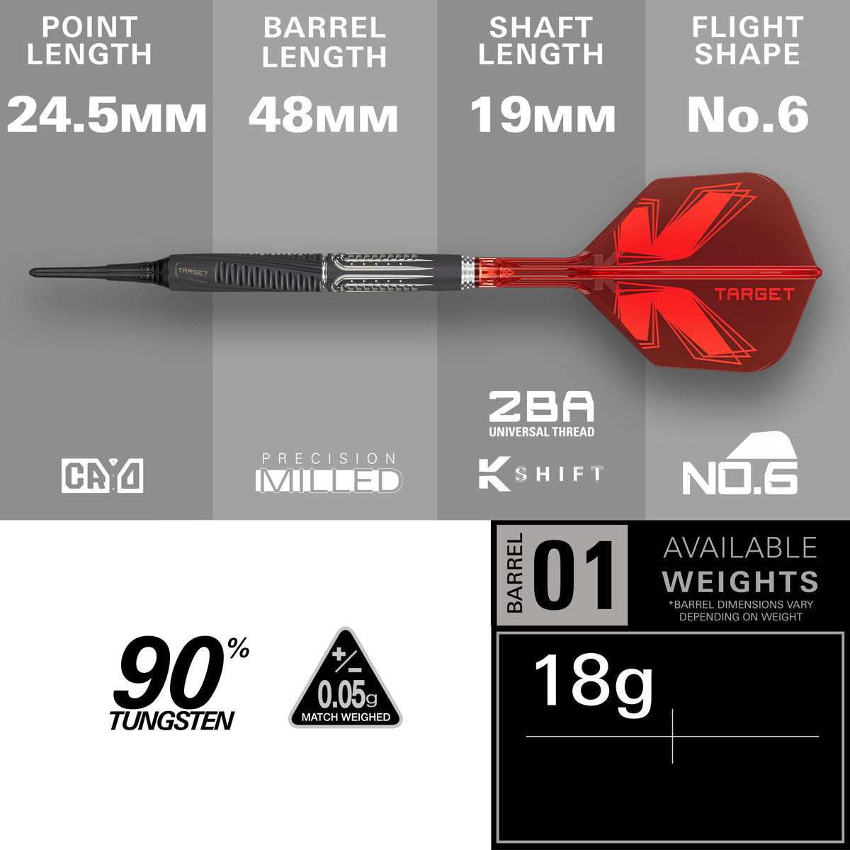 Target Shift 90% Tungsten Soft Tip Darts