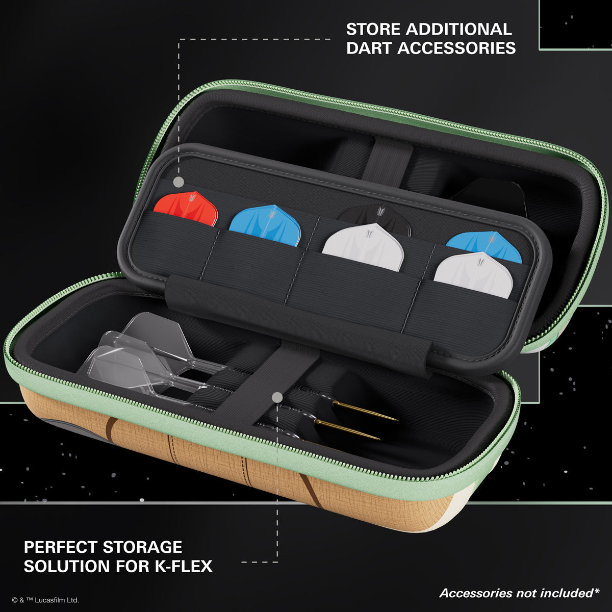 TARGET STAR WARS Grogu BOA Wallet image highlighting the internal storage compartments, straps, and accessory holders