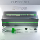 STAR WARS™ Luke Skywalker Lightsaber Steel Tip Darts contents image displaying everything included inside the collector box