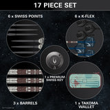 STAR WARS™ Mandalorian Steel Tip Darts contents image displaying everything included inside the box