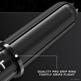 STAR WARS Target Pro Grip Dart Stems Shafts Black image showing compatibility with dart flights and flight mounting system