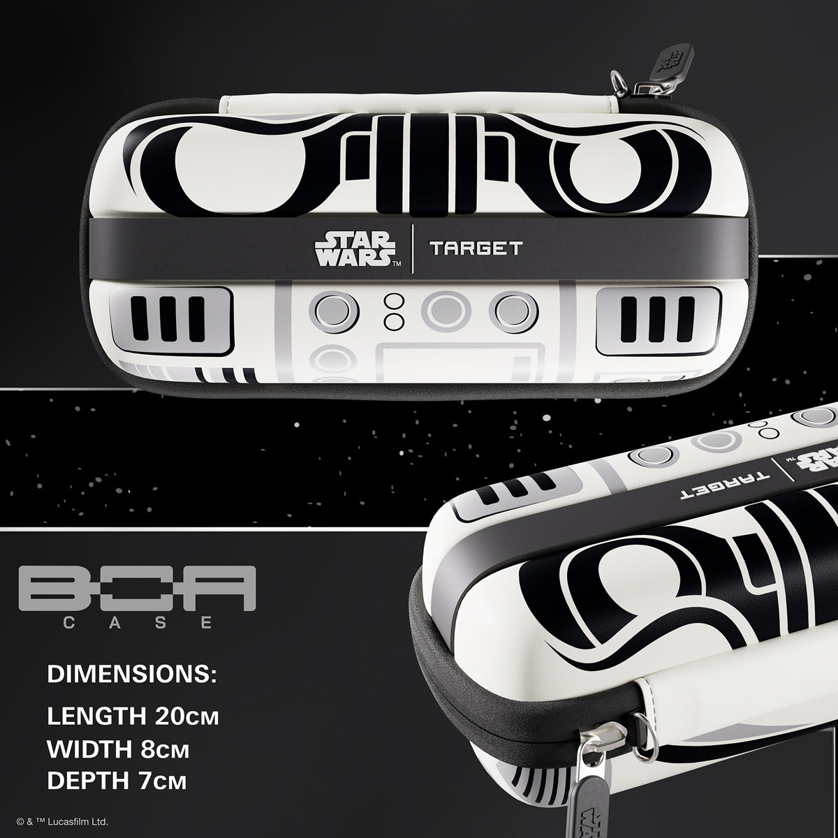 TARGET STAR WARS Stormtrooper BOA Wallet dimensions image showing product measurements and storage capacity
