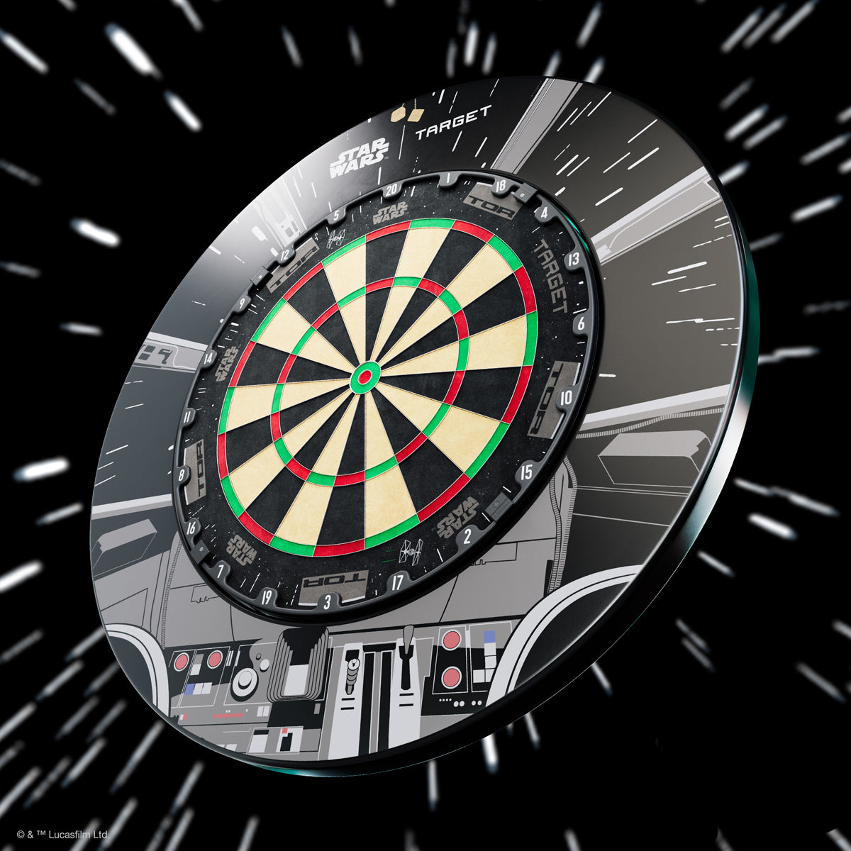 STAR WARS Target TOR Dartboard and Millennium Falcon Surround Bundle alternate product image showing the dartboard bundle and product contents