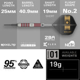 Stephen Bunting 95K Soft Tip Darts specifications image showing barrel dimensions, weight, and technical details