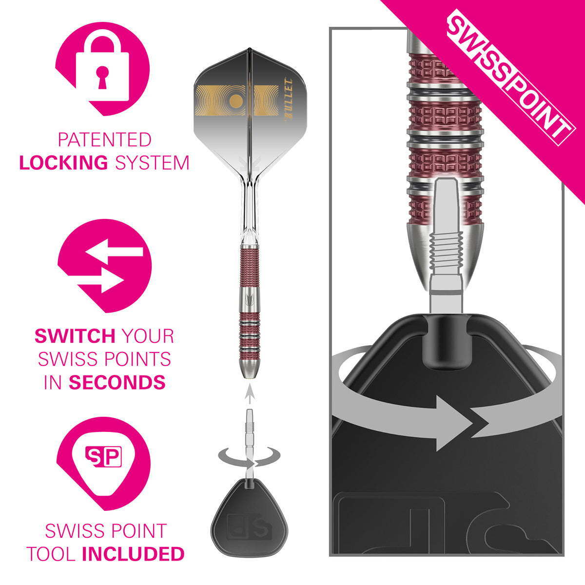ダーツ TARGET 95K STEPHEN BUNTING MODEL swiss Stephen Bunting 95K 95% Tungsten SP Steel Tip Darts by Target