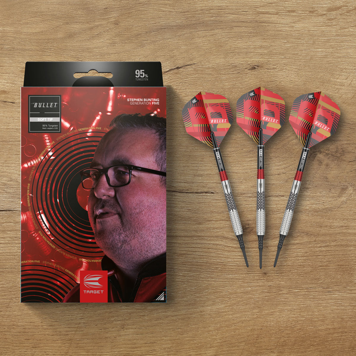 Stephen Bunting G5 darts lifestyle image featuring a premium electronic darts setup and modern playing environment