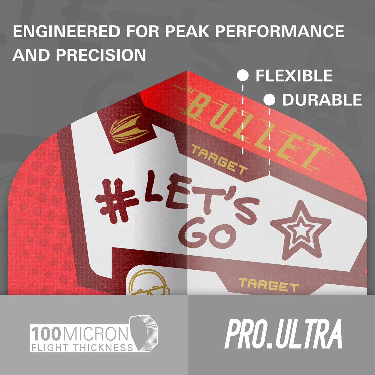 Stephen Bunting Pro Ultra Dart Flights x 3 Sets by Target image highlighting the Pro.Ultra flight range and key performance features.