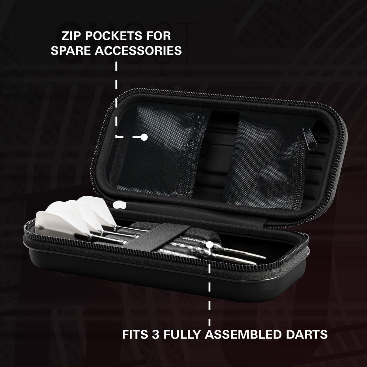 Target Stephen Bunting Takoma Ghost Dart Case image showing the inside of the case with storage compartments and layout