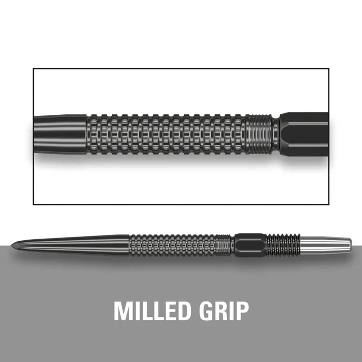 Target Swiss GRD Points Black close up image highlighting the precision grip and machining