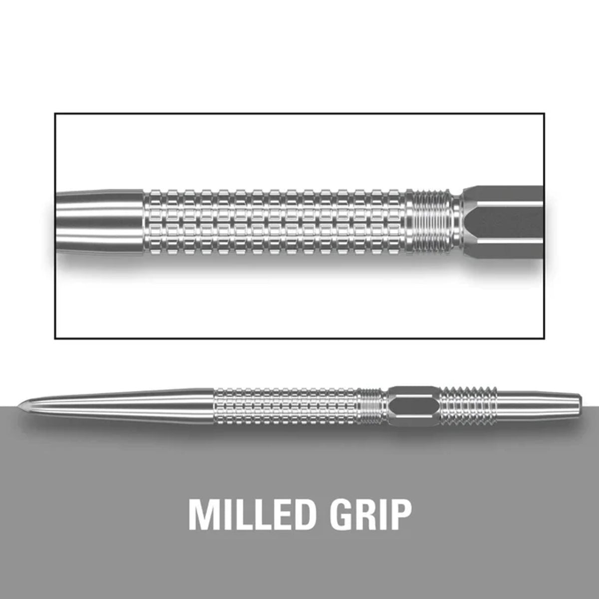 Target Swiss GRD Points Silver close up image highlighting the precision grip and machining