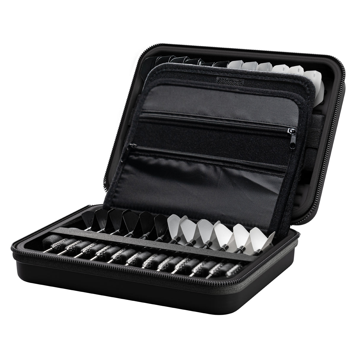 Target Takoma Home Extra Large Darts Case Wallet Black image showing the inside of the case with storage compartments and layout
