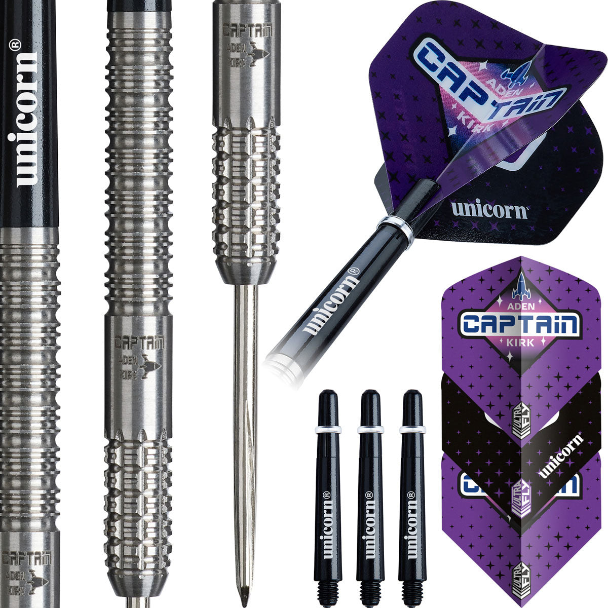 Aden Kirk Steel Tip Darts contents image displaying everything included inside the package