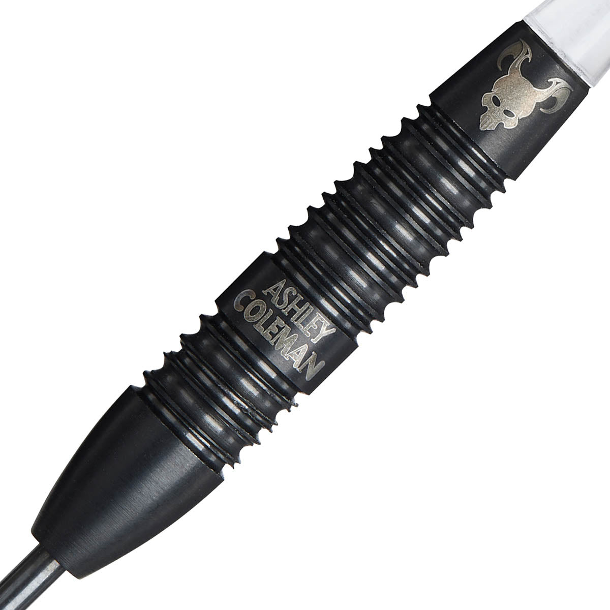 Ashley Coleman Steel Tip Darts close up image showing detailed grip patterns, machining, coating, and precision craftsmanship