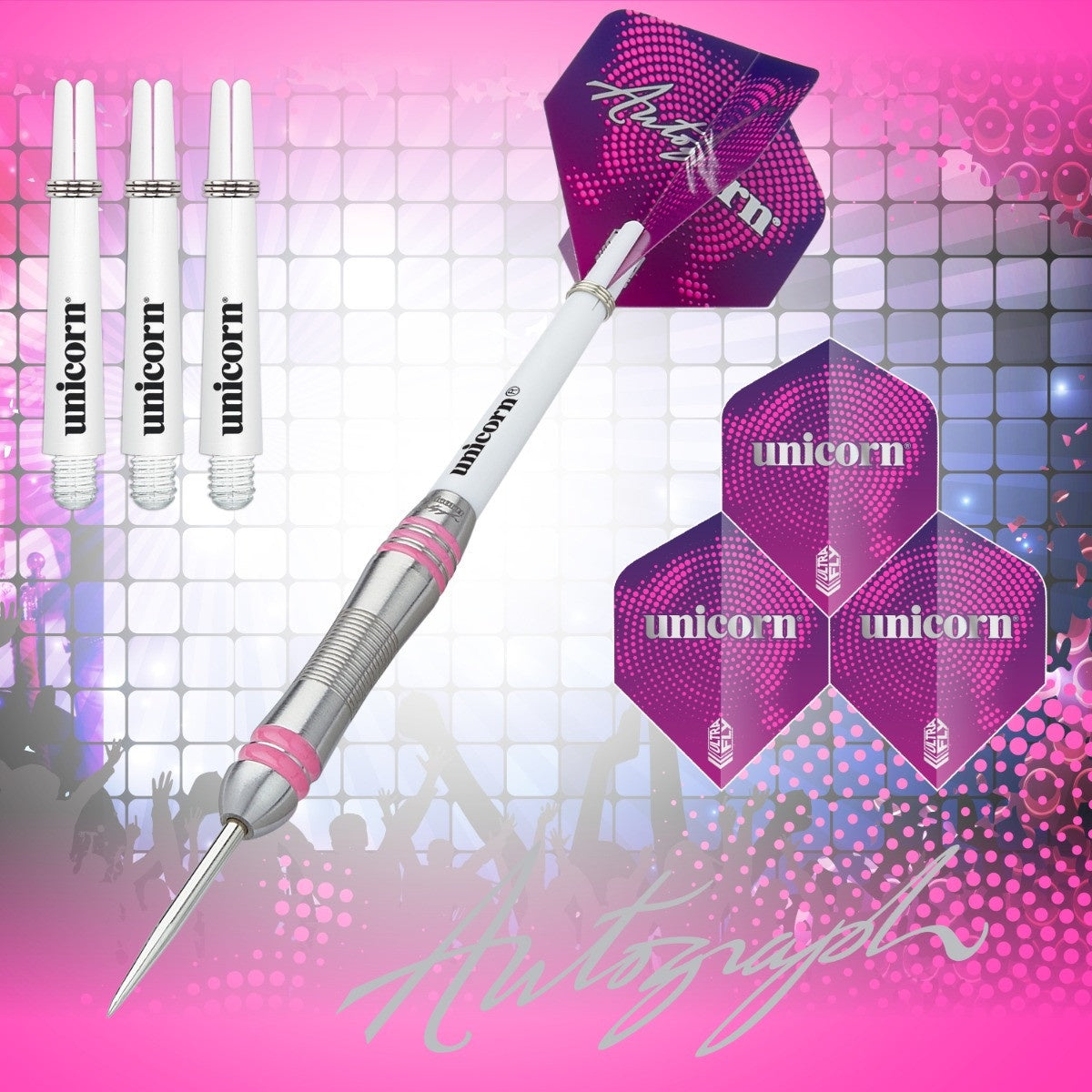 Autograph Pink Style 2 80% Tungsten Steel Tip Darts by Unicorn