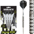 Callan Rydz The Riot Phase 2 Steel Tip Darts main product image showing the darts, packaging, flights, shafts, and included accessories
