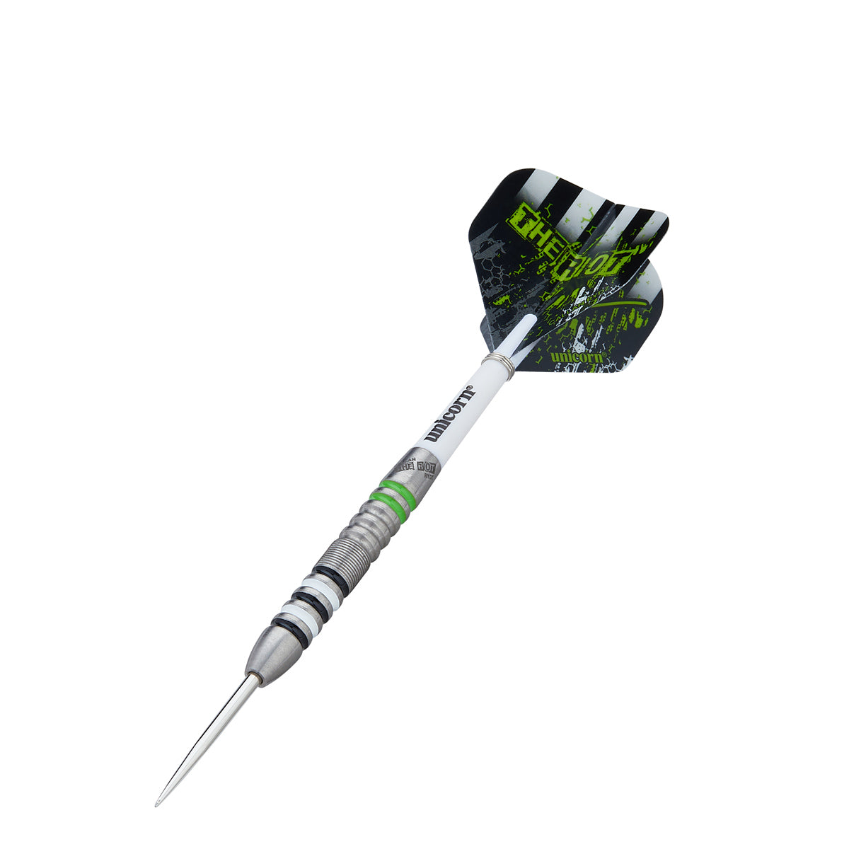 Callan Rydz The Riot Steel Tip Darts angled product image displaying the barrel profile, grip layout, and design features